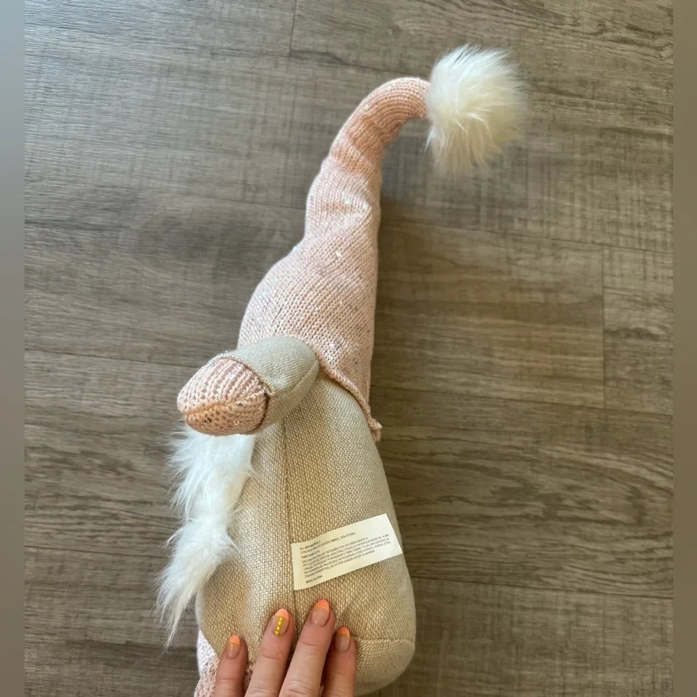 New Adorable Pink and Cream Sparkle Gnome Plush Decor